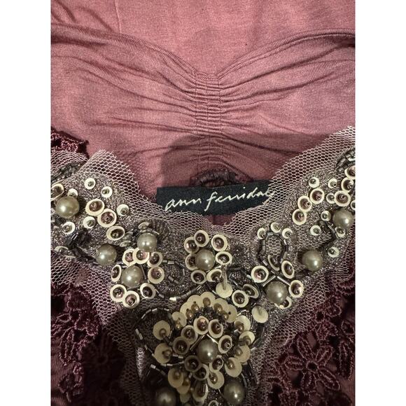 Ann Ferriday VTG Beaded Draped Jersey Bubble Top M - Picture 5 of 5